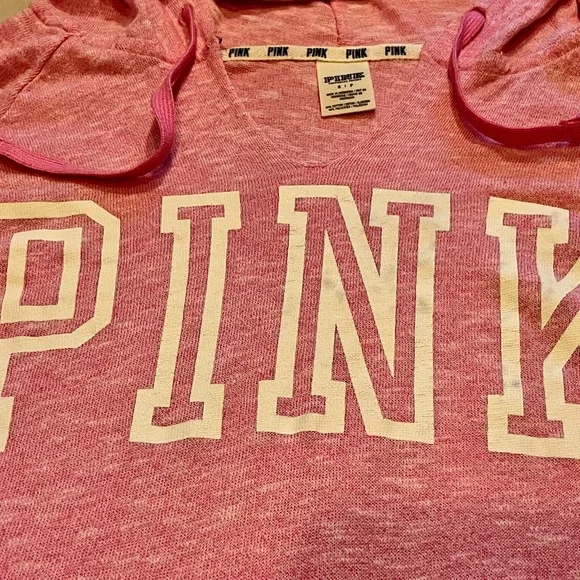 Victoria's Secret PINK Heathered Pink Hooded Sweatshirt - Picture 2 of 3